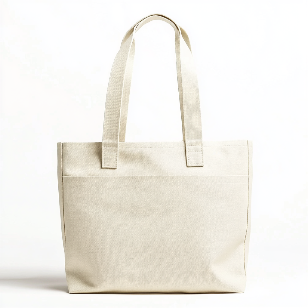 Vorta Zip-Top Canvas Tote Bag - Secure Minimalist Shoulder Bag for Daily Commute - Water-Resistant Lining & Hidden Pocket - Cream White