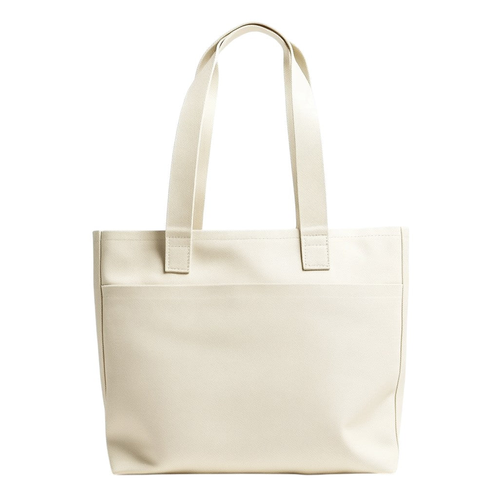 Vorta Zip-Top Canvas Tote Bag - Secure Minimalist Shoulder Bag for Daily Commute - Water-Resistant Lining & Hidden Pocket - Cream White